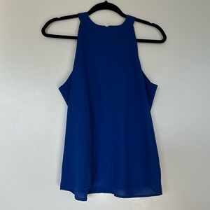 Paper Crane Royal Blue High Neck Sleeveless Blouse, Medium NWOT